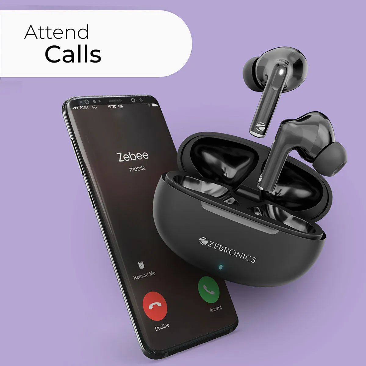 Zebronic Wireless Bluetooth Earbuds Black Zeb Chime (ZEB-PODS 416) view 4